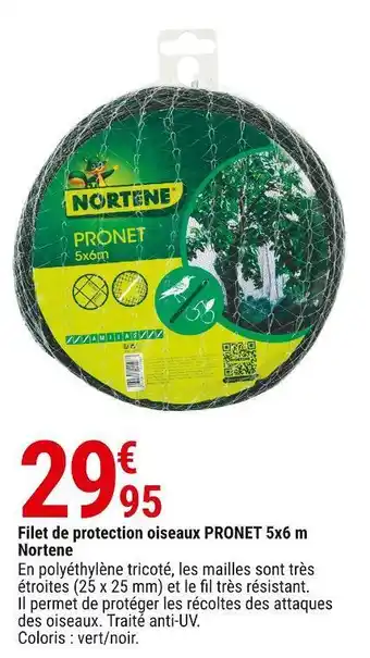 Nortene filet de protection oiseaux pronet 5x6 m