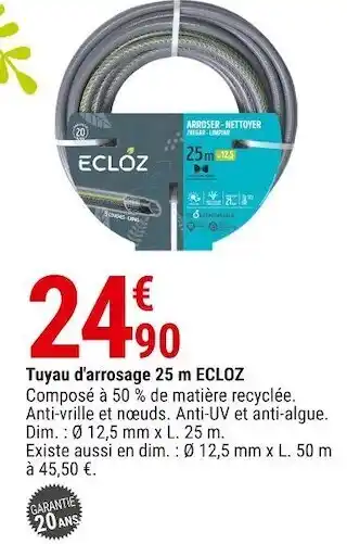 Gamm vert Ecloz tuyau d'arrosage 25 m offre