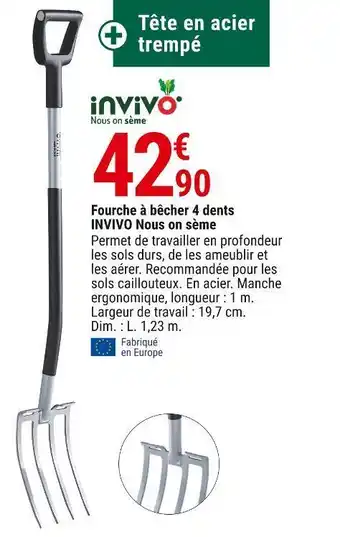 Gamm vert Invivo nous on sème fourche à bêcher 4 dents offre