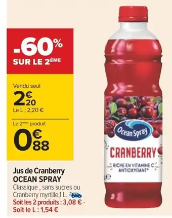 Carrefour Jus de Cranberry Ocean Spray offre