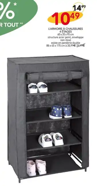 Stokomani L’armoire à chaussures 4 étages offre