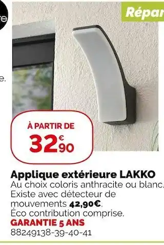 Weldom Inspire applique extérieure lakko offre