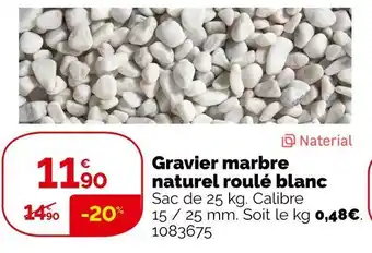 Weldom Naterial gravier marbre naturel roulé blanc offre