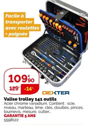 Weldom Dexter valise trolley 141 outils offre
