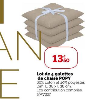 Weldom Lot de 4 galettes de chaise popy offre