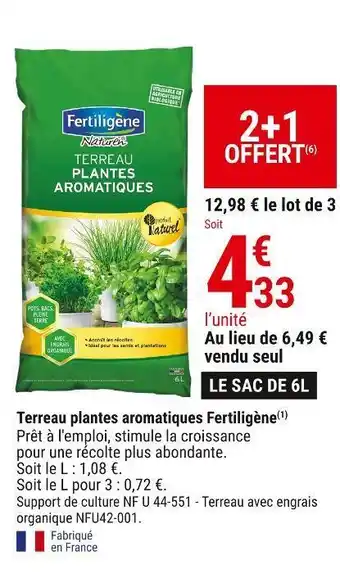Gamm vert Fertiligène terreau plantes aromatiques offre