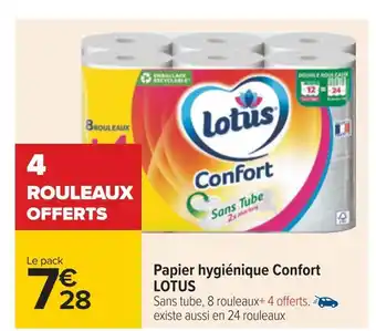 Carrefour Lotus papier hygiénique confort offre