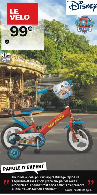Carrefour Vélo enfant 12 paw patrol offre