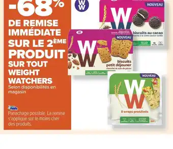 Carrefour Market Watchers -68% de remise immédiate sur le 2ème produit sur tout weight watchers offre