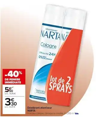 Carrefour Market Narta déodorant atomiseur offre