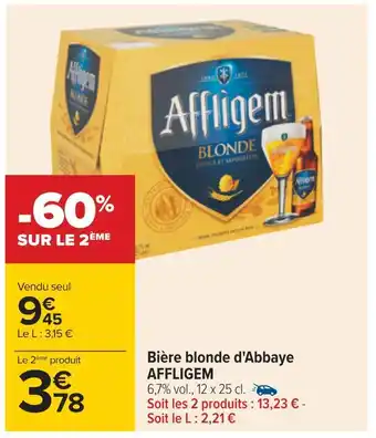 Carrefour Affligem bière blonde d'abbaye offre