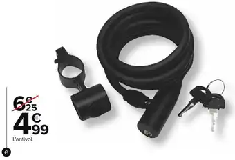 Carrefour Antivol spirale 1500mm avec support de fixation offre