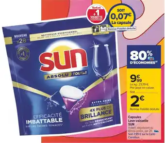 Carrefour Sun capsules lave-vaisselle offre