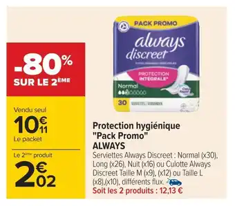Carrefour Always protection hygiénique pack promo offre