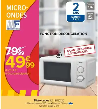 Carrefour Medek micro-ondes offre