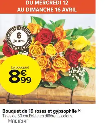 Carrefour Market Bouquet de 19 roses et gypsophile offre
