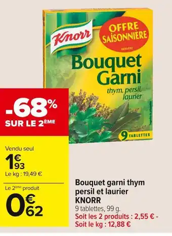 Carrefour Market Knorr bouquet garni thym persil et laurier offre