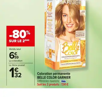 Carrefour Market Garnier coloration permanente belle color offre