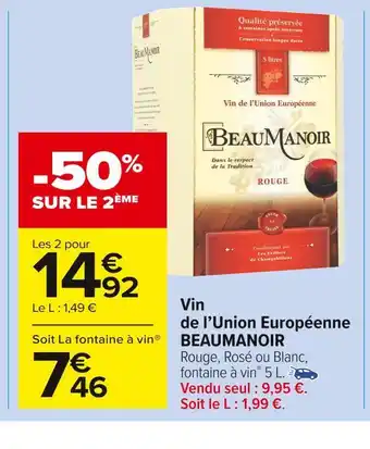 Carrefour Market Beaumanoir vin de l’union européenne offre