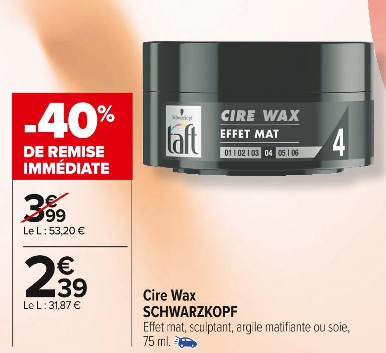 Promo Schwarzkopf cire wax chez Carrefour Market
