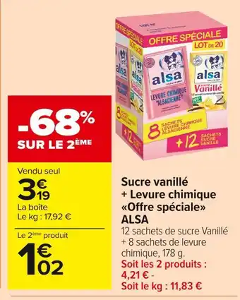 Carrefour Market Alsa sucre vanillé + levure chimique offre spéciale offre