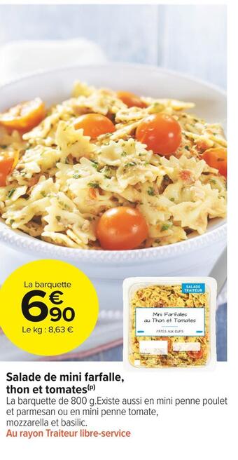 Carrefour Market Salade de mini farfalle, thon et tomates offre