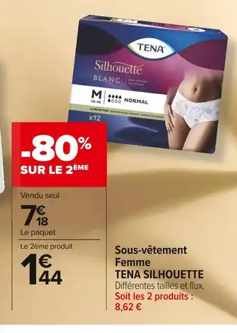 Carrefour Market Tena silhouette sous-vêtement femme offre