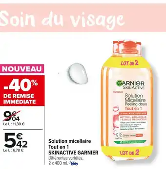Carrefour Market Garnier solution micellaire tout en 1 skinactive offre