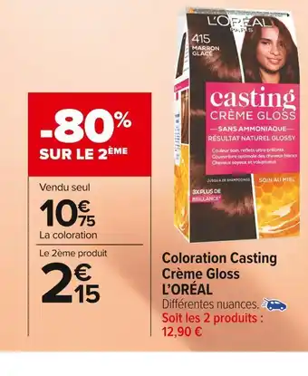 Carrefour Market L’oréal coloration casting crème gloss offre