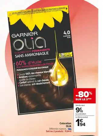 Carrefour Market Garnier coloration olia offre