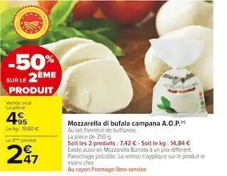 Carrefour Market Mozzarella di bufala campana a.o.p. offre