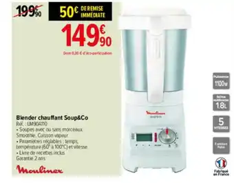 Carrefour Blender Chauffant Soup&co Moulinex offre