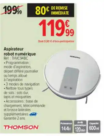 Carrefour Aspirateur Robot Numérique Thomson offre
