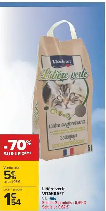 Carrefour Litiére verte Vitakraft offre