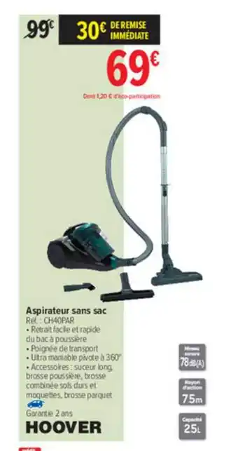 Carrefour Aspirateur Sans Sac Hoover offre
