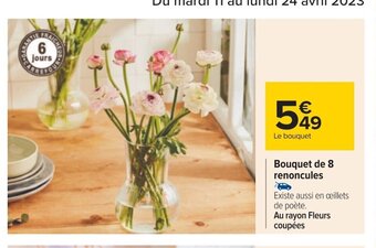 Carrefour Bouquet De 8 Renoncules offre