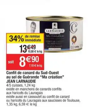 Cora x Carrefour Confit De Canard Du Sud-ouest Au Sel De Guérande offre