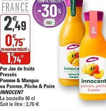 G20 Pur Jus de fruits Innocent offre