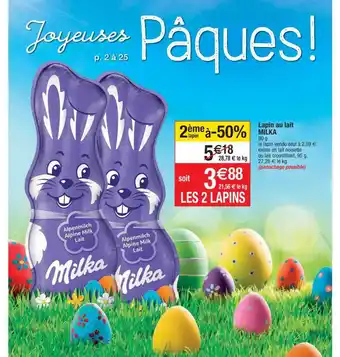 Cora x Carrefour Lapin Au Lait Milka offre