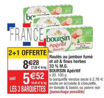 Cora x Carrefour Roulés Au Jambon Fumé Et Ail & Fines Herbes 33% M.g. Boursin Apéritif offre