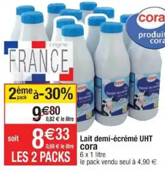 Lait Demi-écrémé Uht Cora