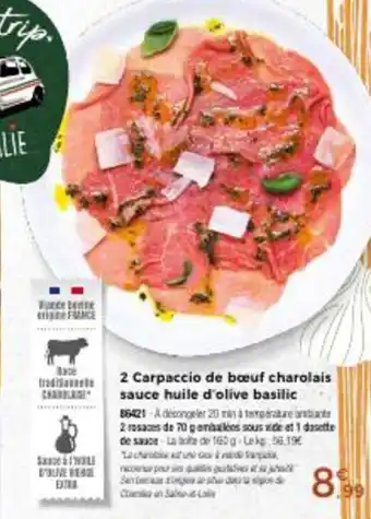 Thiriet 2 Carpaccio De Boeuf Charolais Sauce Huile D'Olive Basilic offre