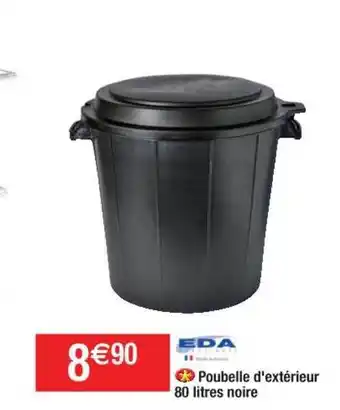 Cora x Carrefour Poubelle D'extérieur 80 Litres Noire Eda offre