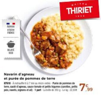 Thiriet Navarin D'Agneau Et Purée De Pommes De Terre offre
