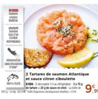 Thiriet 2 Tartares De Saumon Atlantique Et Sauce Citron Ciboulette offre