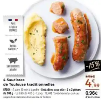 Thiriet 4 Saucisses De Toulouse Traditionnelles offre