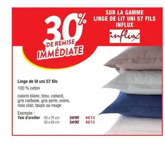 Cora x Carrefour Linge De Lit Uni 57 Fils Influx offre