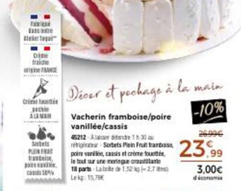 Thiriet Vacherin Framboise/Poire Vanillée/ Cassis offre