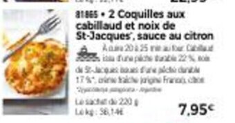 Thiriet 2 Coquilles Aux Cabillaud Et Noix De St-Jacques*, Sauce Au Citron offre