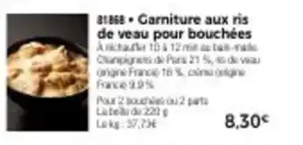 Thiriet Garniture Aux Ris De Veau Pour Bouchées offre